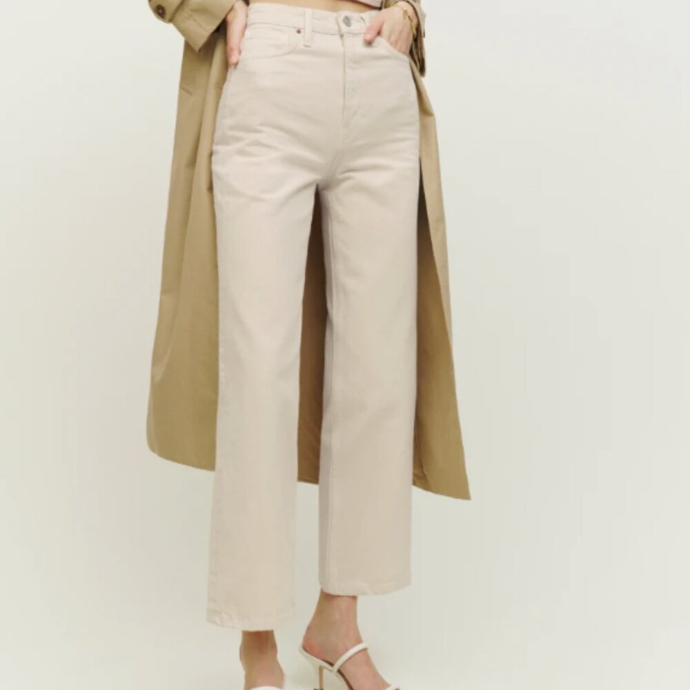 Reformation Wilder High Rise Wide Leg Cropped Jean (Size 25)